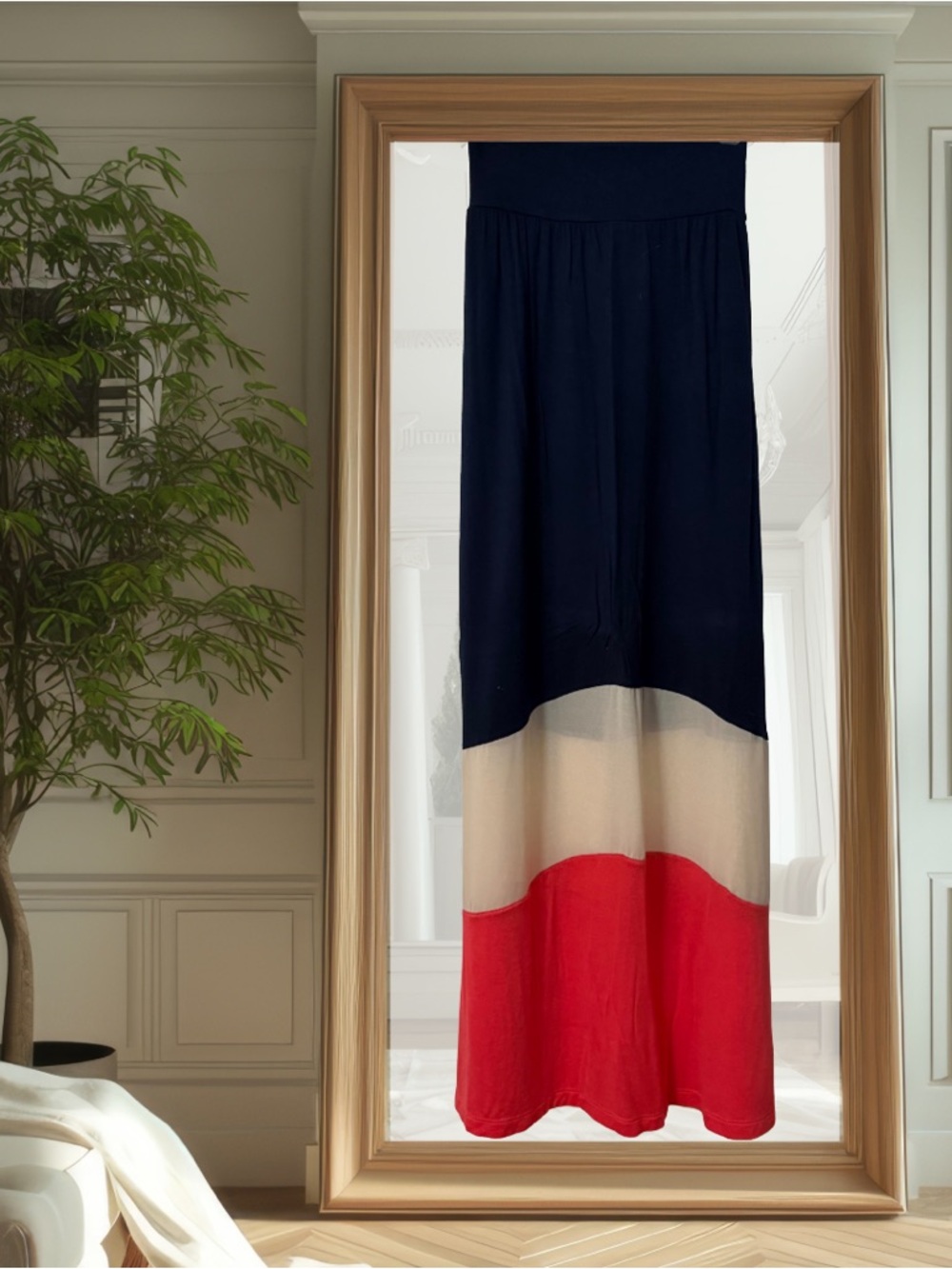 BOGO! Colorblock Maxi Skirt with Sheer Panel